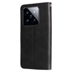 Calf Texture Leather Flip Cover for Xiaomi 14 Pro Case Zipper Pocket Anti-Drop Wallet Phone Case