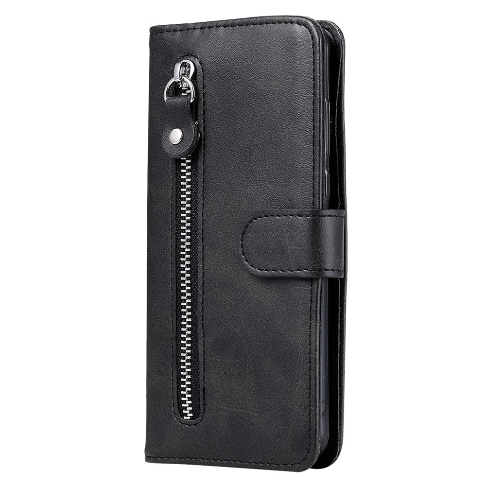 For Honor Play 50 Plus 5G Case Calf Texture Leather Flip Cover Anti-Scratch Phone Case with Zipper Wallet Pocket