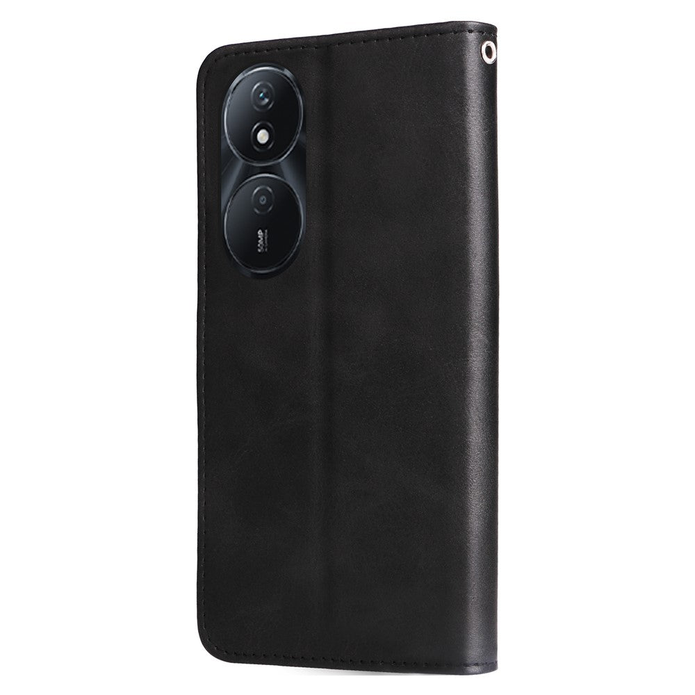 For Honor Play 50 Plus 5G Case Calf Texture Leather Flip Cover Anti-Scratch Phone Case with Zipper Wallet Pocket