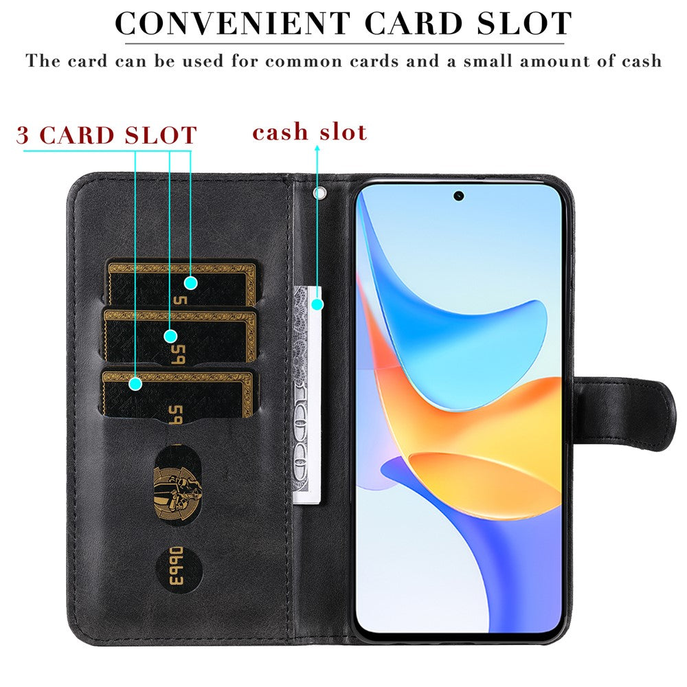 For Honor Play 50 Plus 5G Case Calf Texture Leather Flip Cover Anti-Scratch Phone Case with Zipper Wallet Pocket