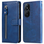 For Honor Play 50 Plus 5G Case Calf Texture Leather Flip Cover Anti-Scratch Phone Case with Zipper Wallet Pocket