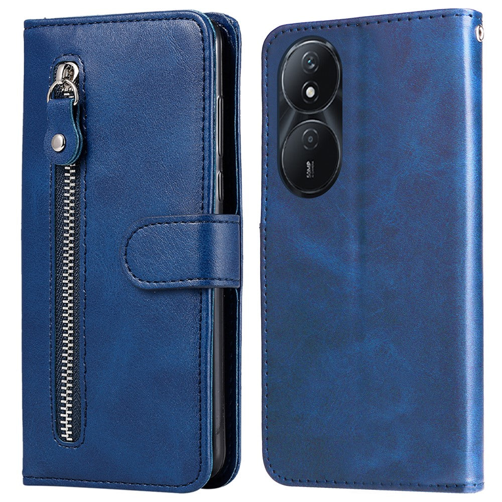 For Honor Play 50 Plus 5G Case Calf Texture Leather Flip Cover Anti-Scratch Phone Case with Zipper Wallet Pocket