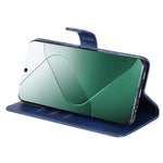 For Xiaomi 14 Wallet Phone Case Calf Texture Shockproof Leather Flip Cover with Zipper Pocket