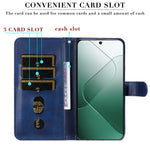 For Xiaomi 14 Wallet Phone Case Calf Texture Shockproof Leather Flip Cover with Zipper Pocket