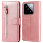 For Xiaomi 14 Wallet Phone Case Calf Texture Shockproof Leather Flip Cover with Zipper Pocket