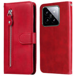 For Xiaomi 14 Wallet Phone Case Calf Texture Shockproof Leather Flip Cover with Zipper Pocket