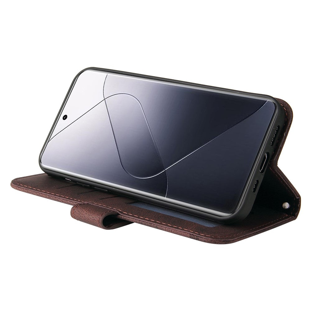 For Xiaomi 14 Pro Leather Wallet Cases Skin Touch Phone Cover Stand with Strap
