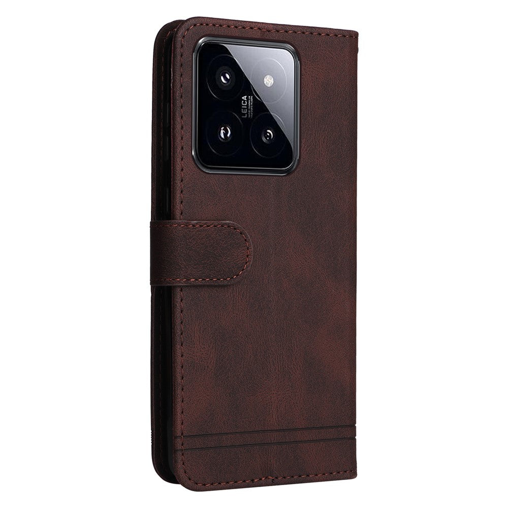 For Xiaomi 14 Pro Leather Wallet Cases Skin Touch Phone Cover Stand with Strap