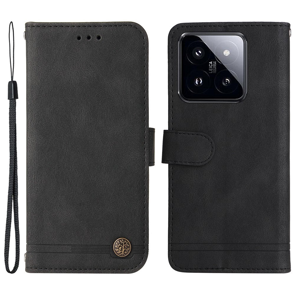 For Xiaomi 14 Pro Leather Wallet Cases Skin Touch Phone Cover Stand with Strap