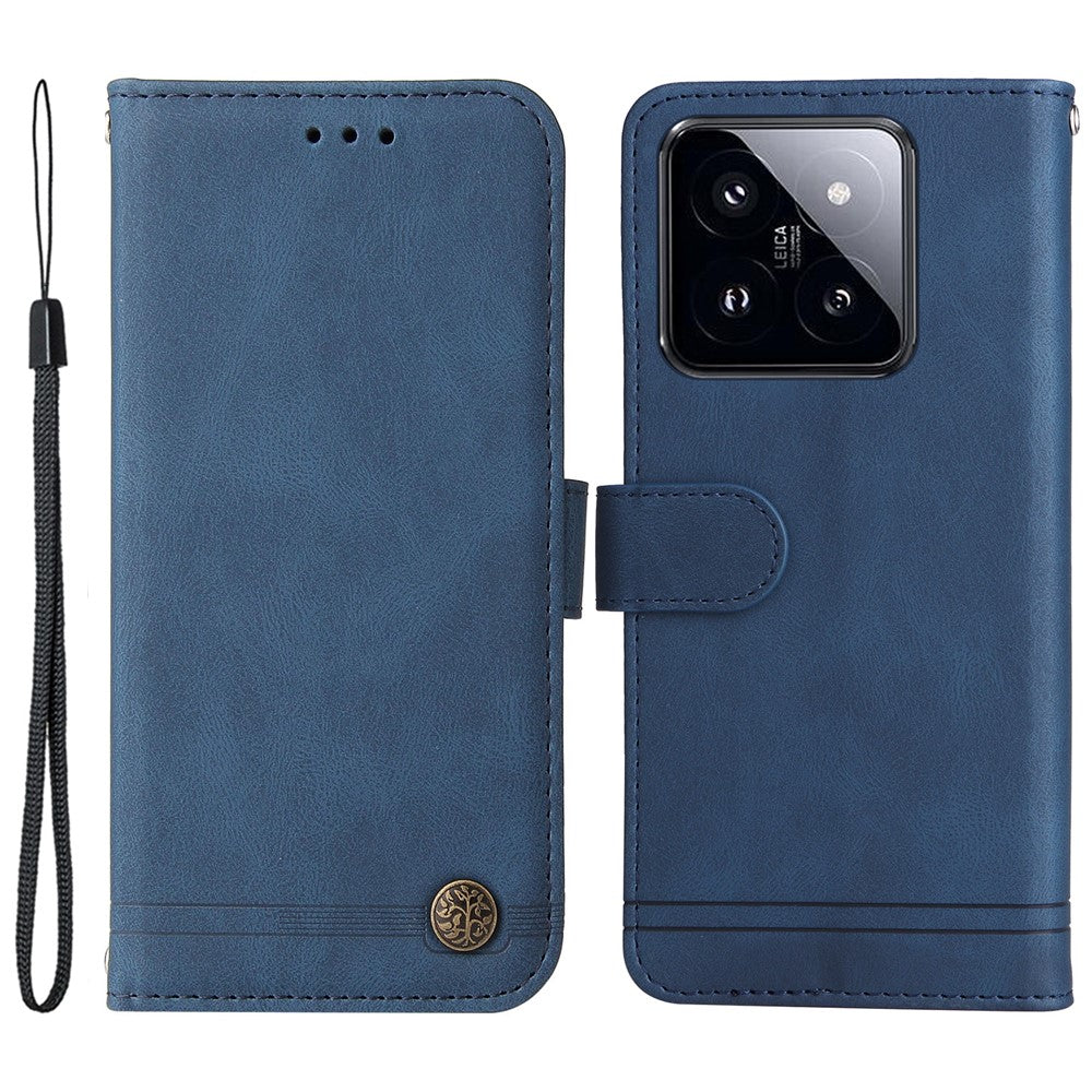 For Xiaomi 14 Pro Leather Wallet Cases Skin Touch Phone Cover Stand with Strap