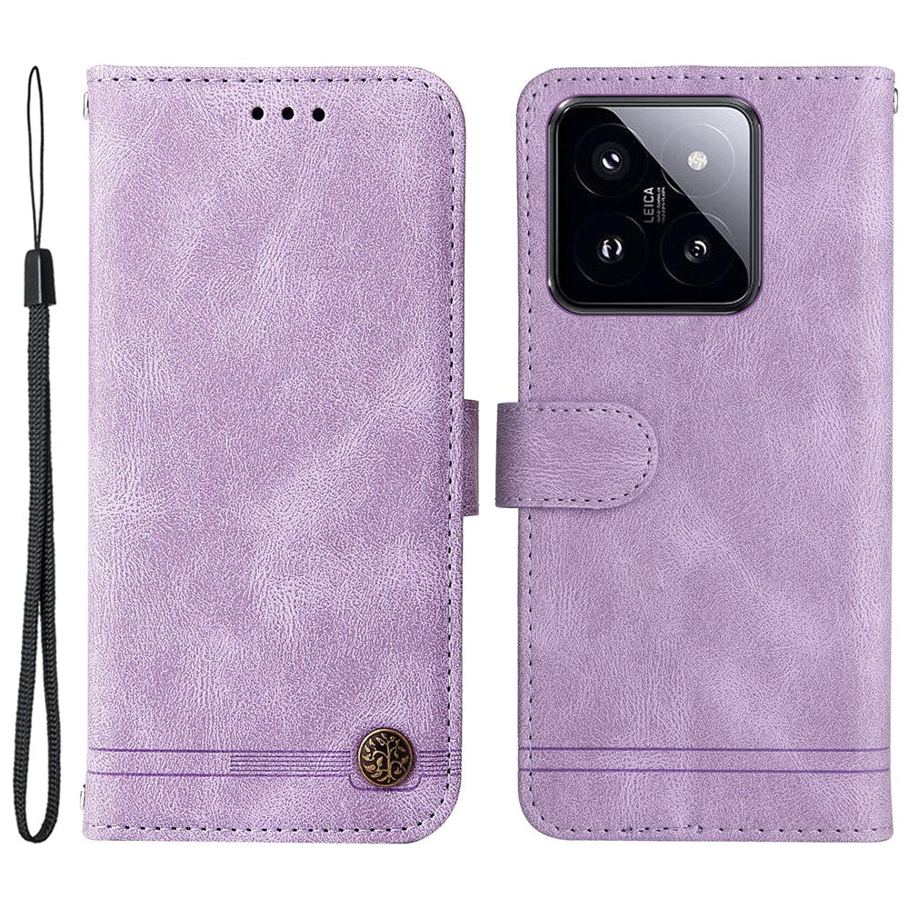 For Xiaomi 14 Pro Leather Wallet Cases Skin Touch Phone Cover Stand with Strap