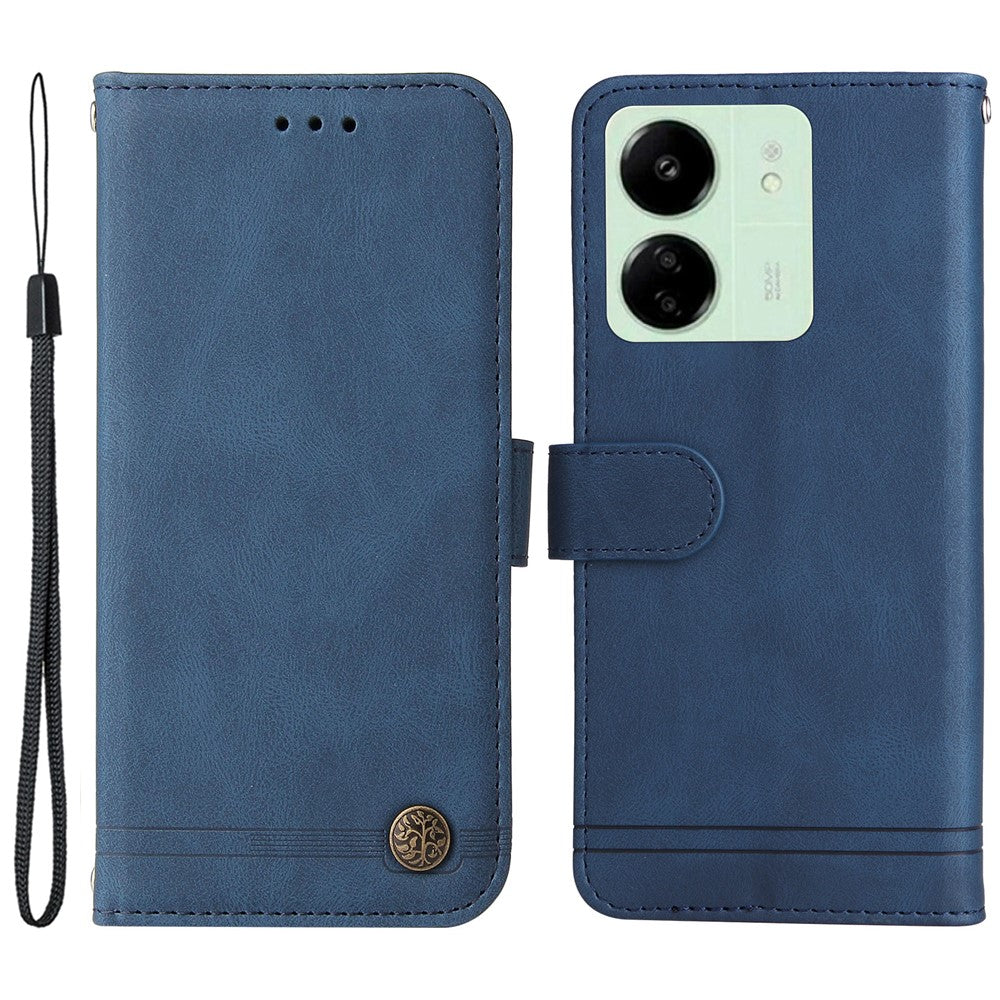 Xiaomi Redmi 13C 4G / 5G / 13R 5G / Poco M6 5G / Poco C65 4G Läderplånboksfodral Skin Touch mobilskal Stativ med Rem