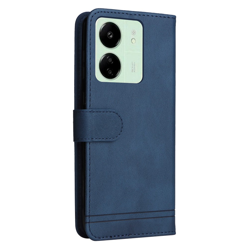Xiaomi Redmi 13C 4G / 5G / 13R 5G / Poco M6 5G / Poco C65 4G Läderplånboksfodral Skin Touch mobilskal Stativ med Rem