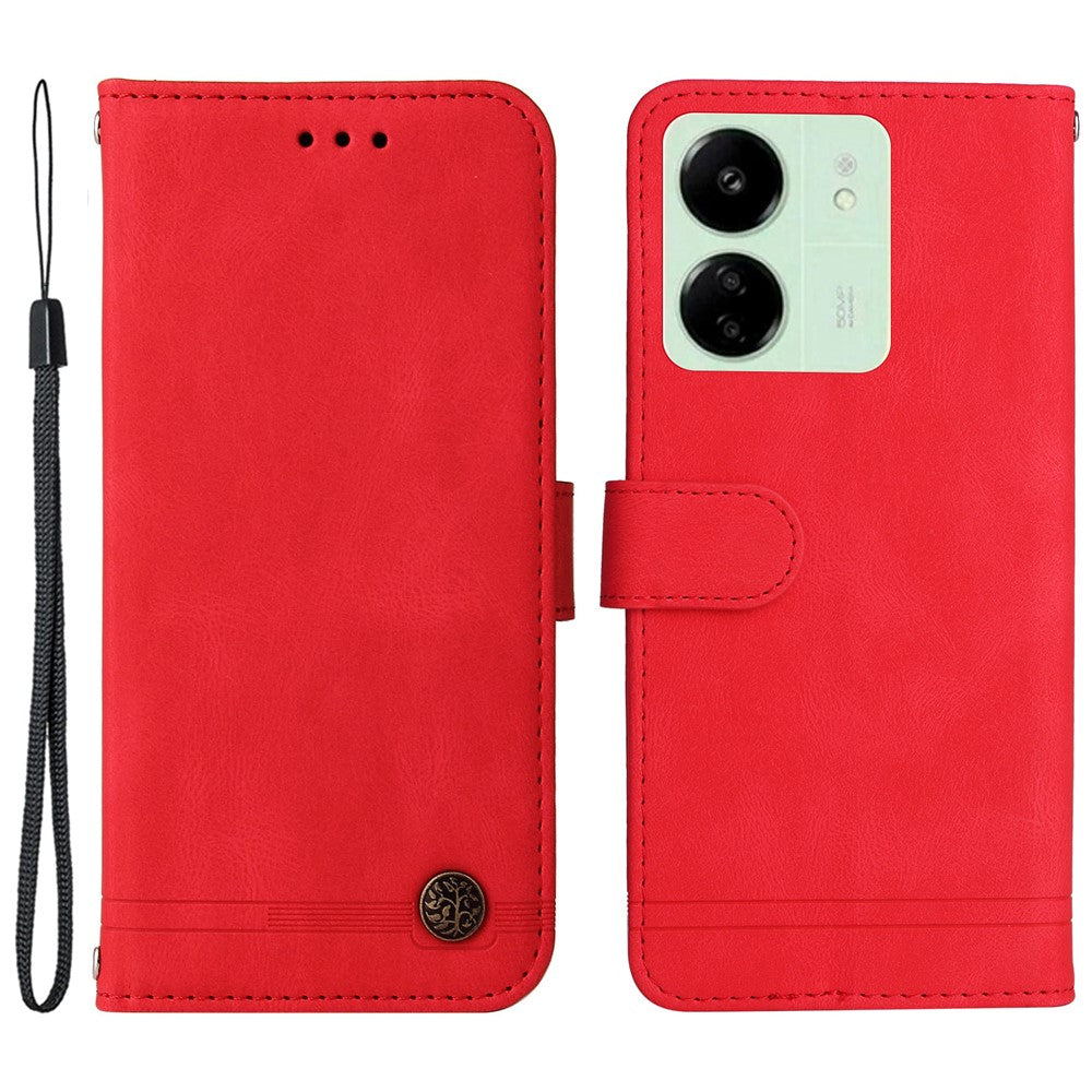 Xiaomi Redmi 13C 4G / 5G / 13R 5G / Poco M6 5G / Poco C65 4G Läderplånboksfodral Skin Touch mobilskal Stativ med Rem