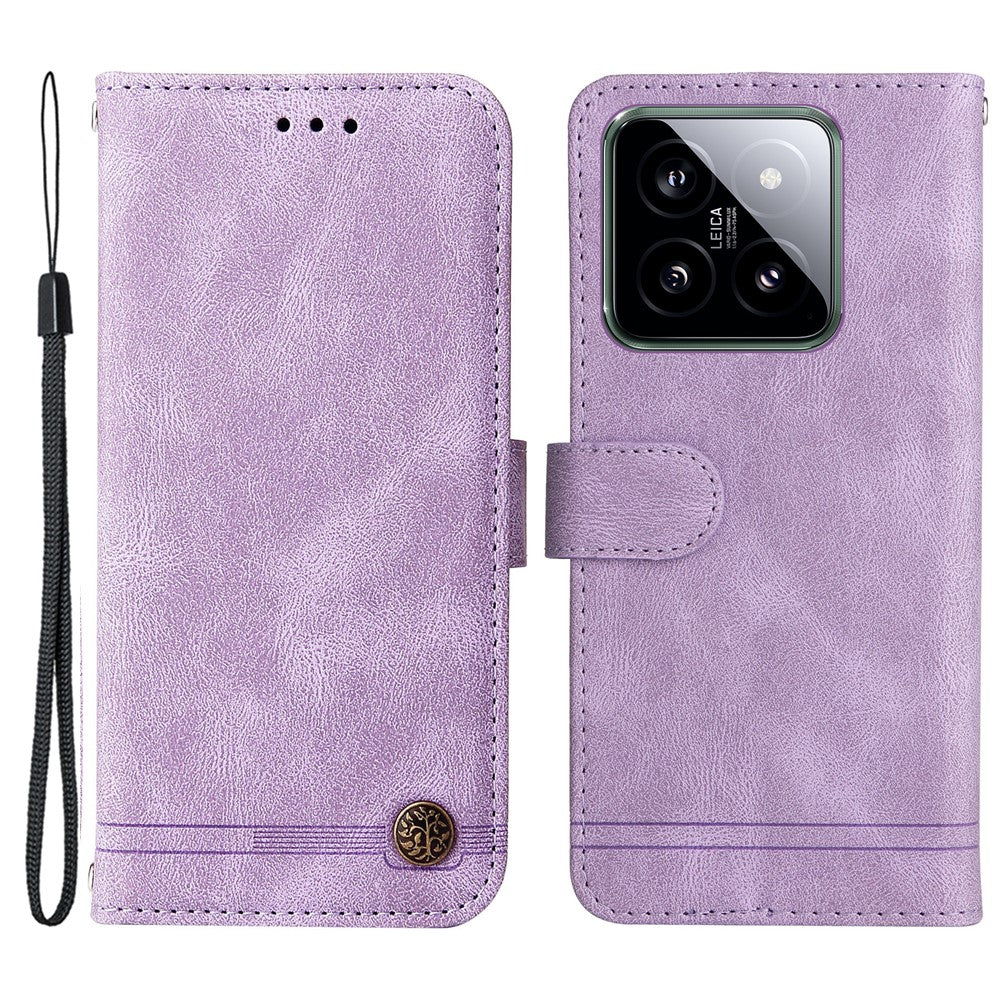 For Xiaomi 14 Leather Wallet Cases Skin Touch Phone Cover Stand with Strap