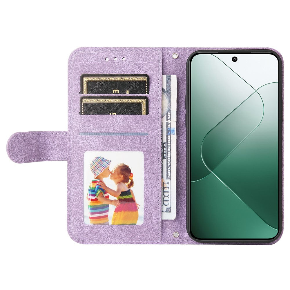 For Xiaomi 14 Leather Wallet Cases Skin Touch Phone Cover Stand with Strap