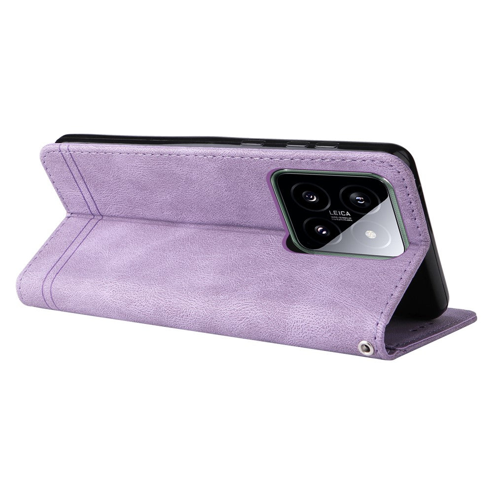 For Xiaomi 14 Leather Wallet Cases Skin Touch Phone Cover Stand with Strap