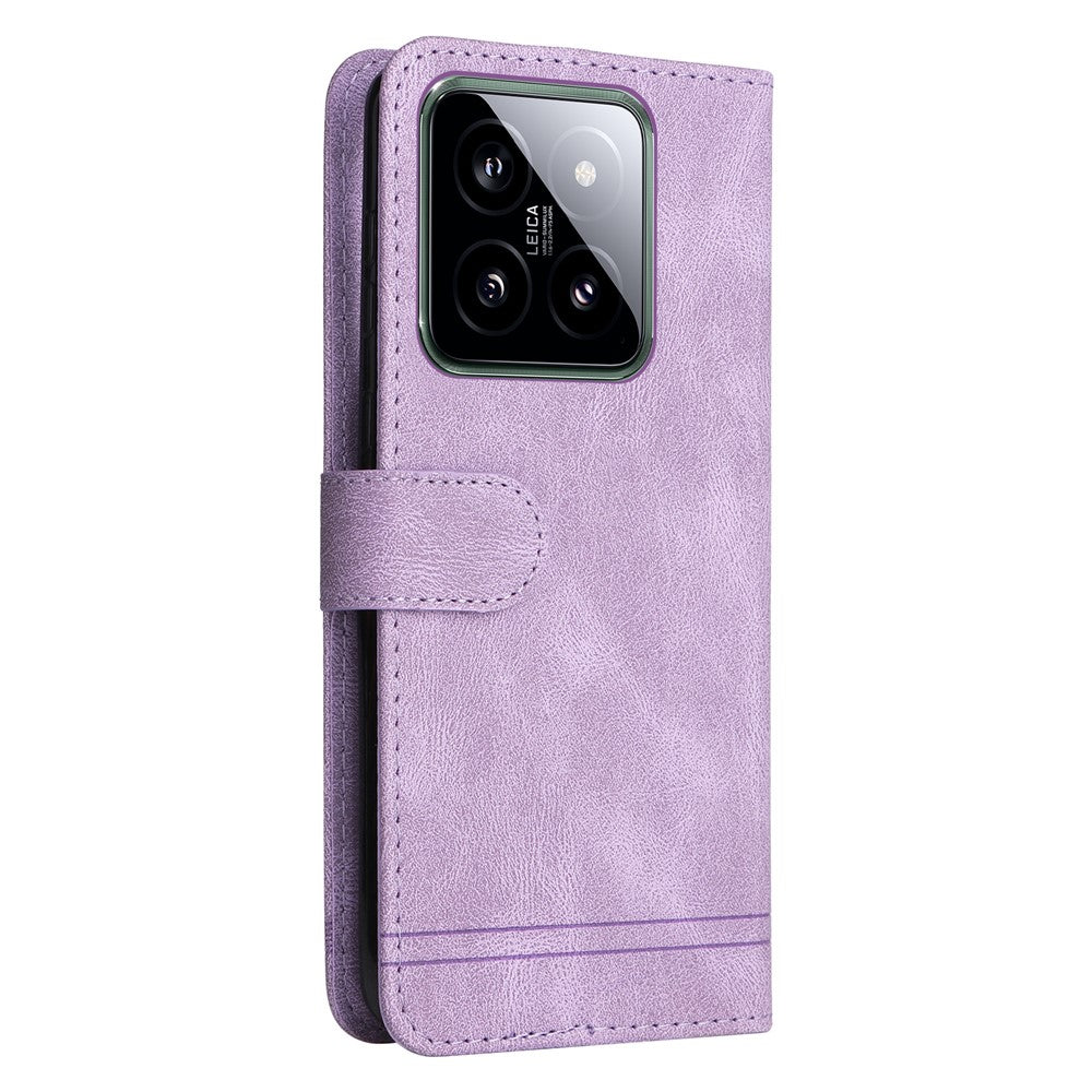 For Xiaomi 14 Leather Wallet Cases Skin Touch Phone Cover Stand with Strap