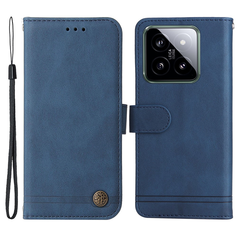 For Xiaomi 14 Leather Wallet Cases Skin Touch Phone Cover Stand with Strap