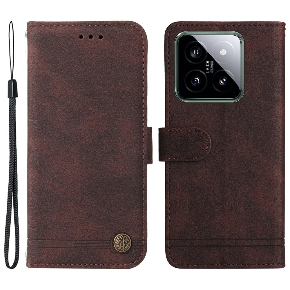 For Xiaomi 14 Leather Wallet Cases Skin Touch Phone Cover Stand with Strap