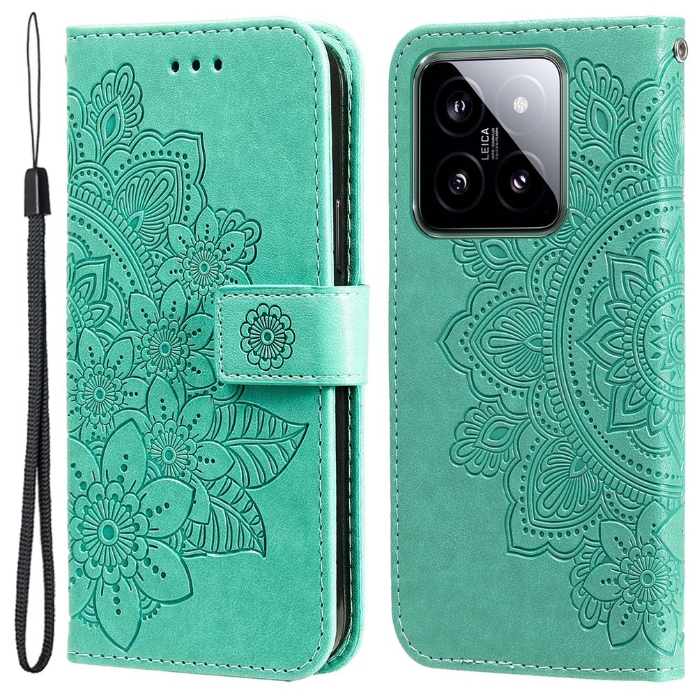 For Xiaomi 14 Case Anti-Fall Wallet Phone Case PU Leather Folio Flip Cover
