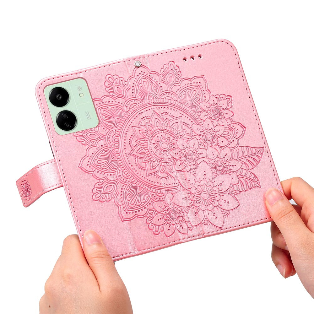 For Xiaomi Redmi 13C 4G / 5G / 13R 5G / Poco M6 5G / Poco C65 4G Case Floral Pattern PU Leather Wallet Stand Phone Cover