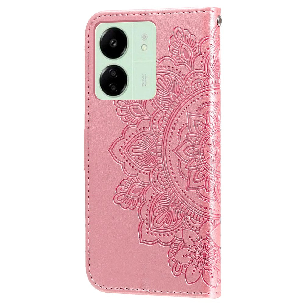 For Xiaomi Redmi 13C 4G / 5G / 13R 5G / Poco M6 5G / Poco C65 4G Case Floral Pattern PU Leather Wallet Stand Phone Cover