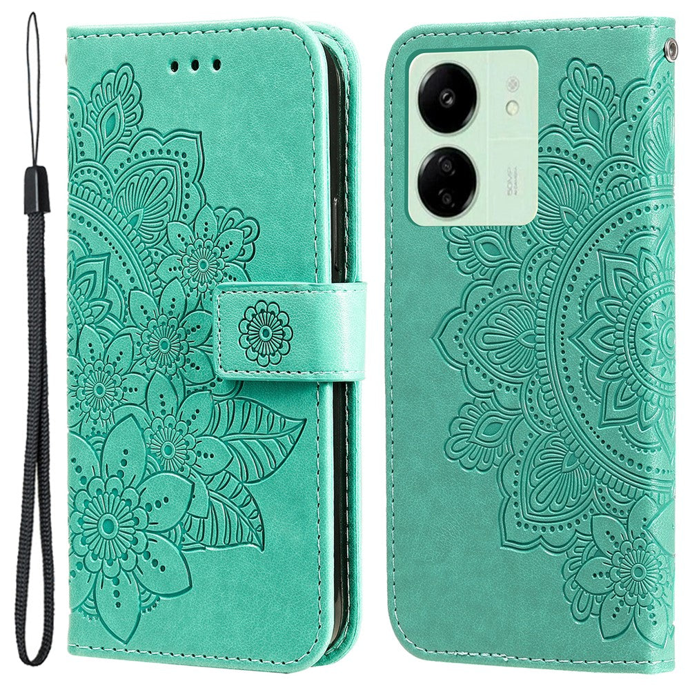 For Xiaomi Redmi 13C 4G / 5G / 13R 5G / Poco M6 5G / Poco C65 4G Case Floral Pattern PU Leather Wallet Stand Phone Cover