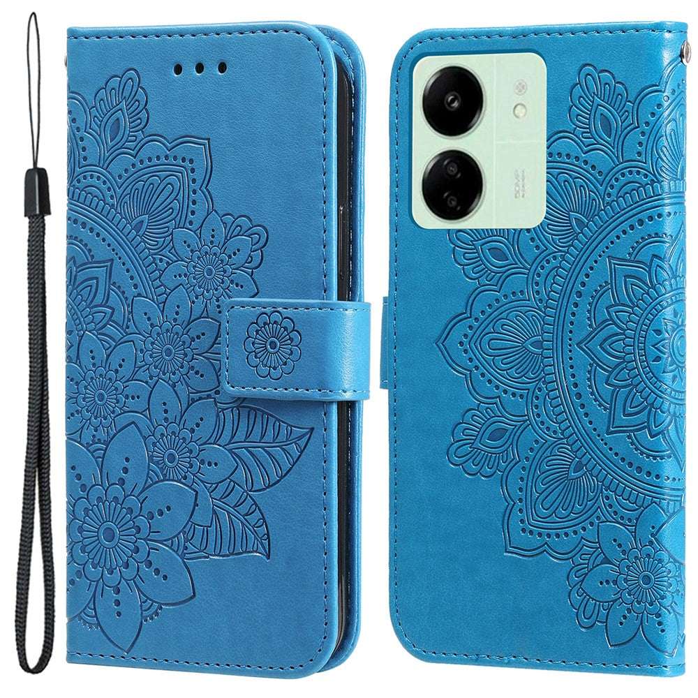 For Xiaomi Redmi 13C 4G / 5G / 13R 5G / Poco M6 5G / Poco C65 4G Case Floral Pattern PU Leather Wallet Stand Phone Cover