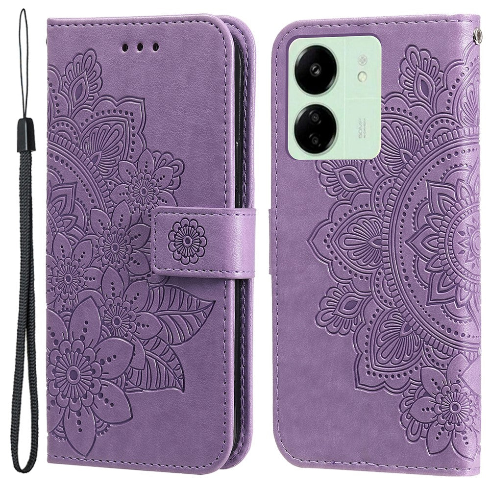 For Xiaomi Redmi 13C 4G / 5G / 13R 5G / Poco M6 5G / Poco C65 4G Case Floral Pattern PU Leather Wallet Stand Phone Cover
