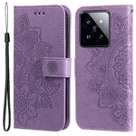 For Xiaomi 14 Pro Case Floral Pattern PU Leather Wallet Stand Phone Cover