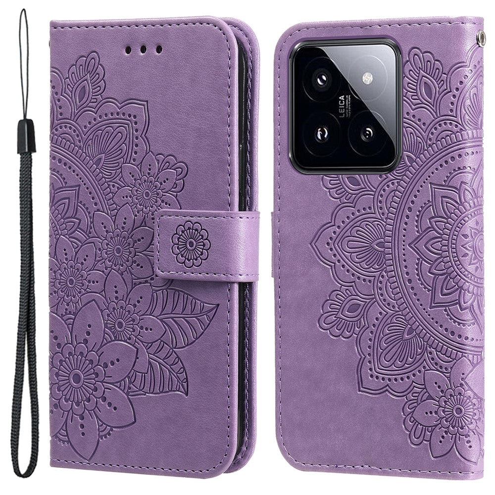 For Xiaomi 14 Pro Case Floral Pattern PU Leather Wallet Stand Phone Cover