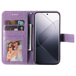 For Xiaomi 14 Pro Case Floral Pattern PU Leather Wallet Stand Phone Cover