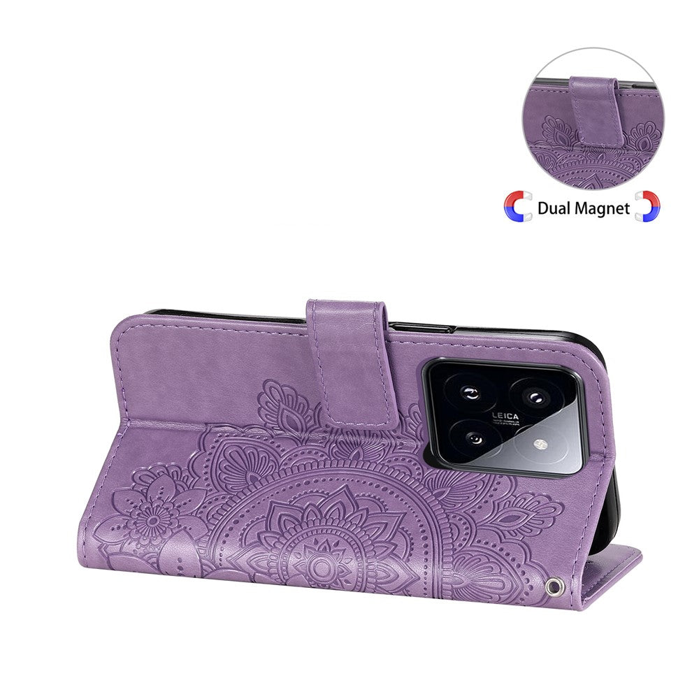 For Xiaomi 14 Pro Case Floral Pattern PU Leather Wallet Stand Phone Cover
