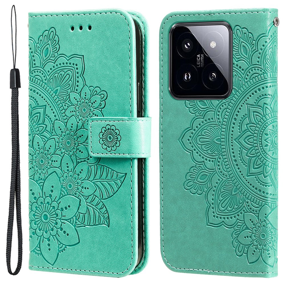 For Xiaomi 14 Pro Case Floral Pattern PU Leather Wallet Stand Phone Cover