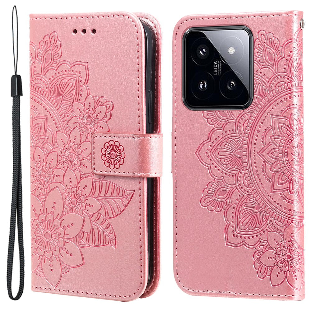 For Xiaomi 14 Pro Case Floral Pattern PU Leather Wallet Stand Phone Cover