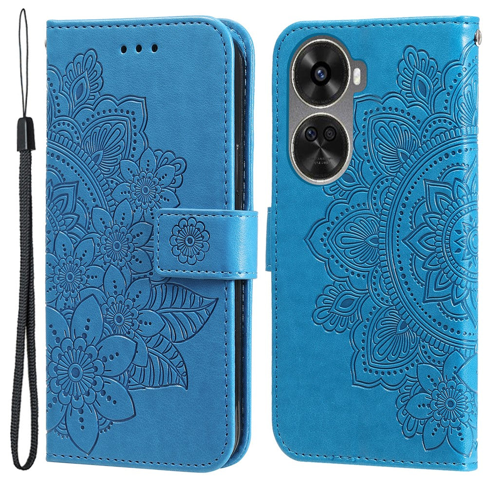 Huawei Nova 11 SE / Nova 12 SE 4G-skal med blommönster, PU-läder, plånboksfodral, stativ