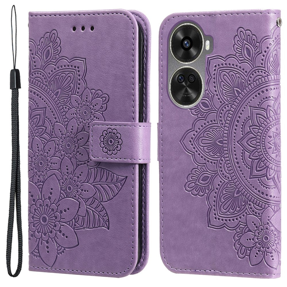 Huawei Nova 11 SE / Nova 12 SE 4G-skal med blommönster, PU-läder, plånboksfodral, stativ