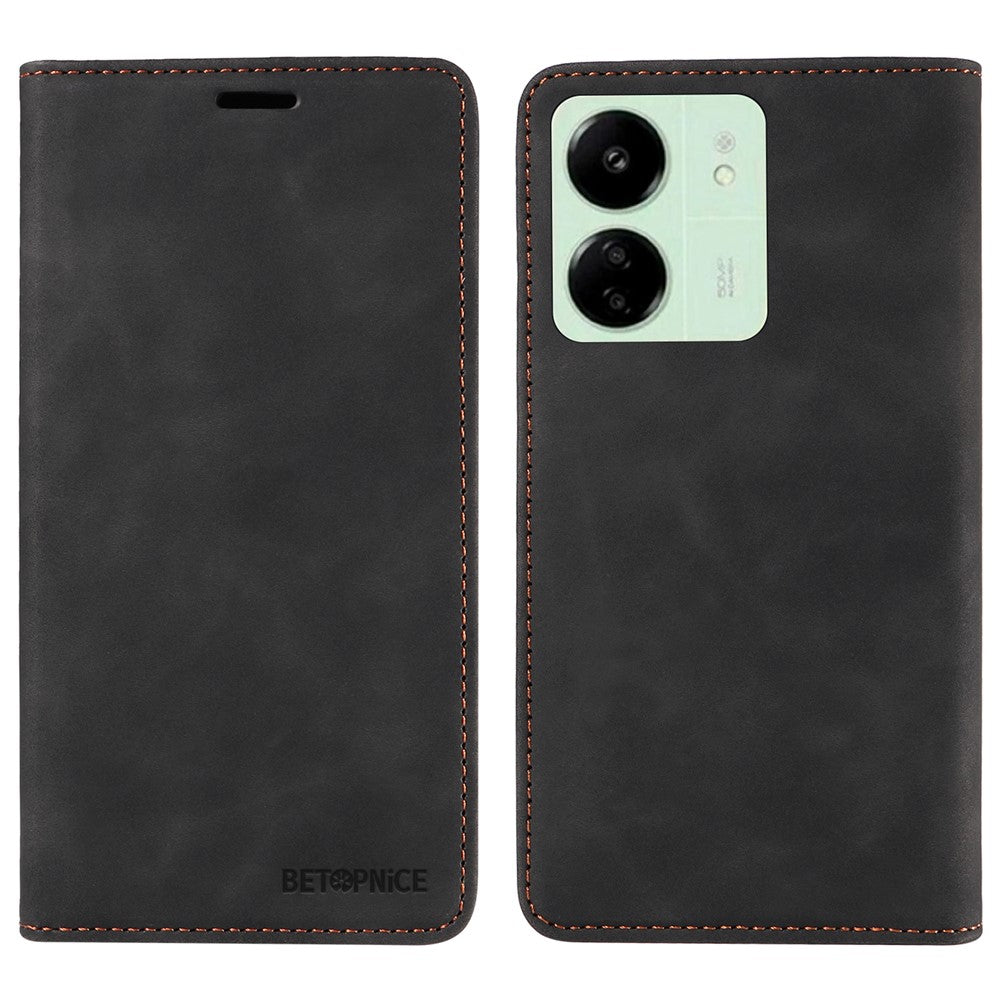 BETOPNICE 003 för Xiaomi Redmi 13C 4G / 5G / 13R 5G / Poco M6 5G / Poco C65 4G-skal, RFID-blockerande, vikbart stativfodral