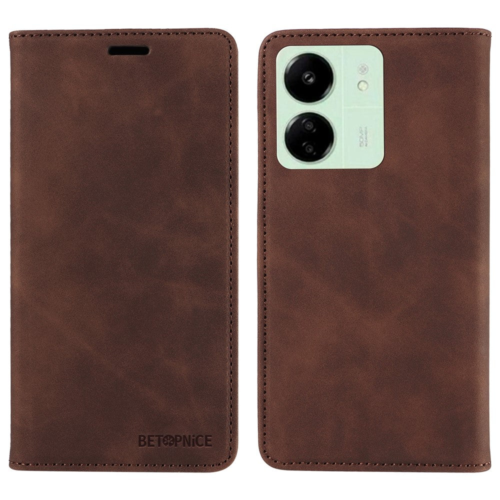 BETOPNICE 003 för Xiaomi Redmi 13C 4G / 5G / 13R 5G / Poco M6 5G / Poco C65 4G-skal, RFID-blockerande, vikbart stativfodral