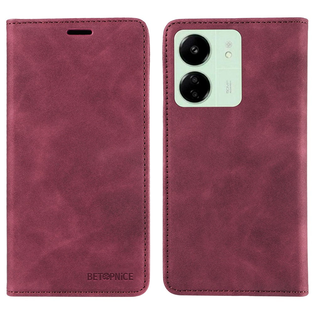 BETOPNICE 003 för Xiaomi Redmi 13C 4G / 5G / 13R 5G / Poco M6 5G / Poco C65 4G-skal, RFID-blockerande, vikbart stativfodral