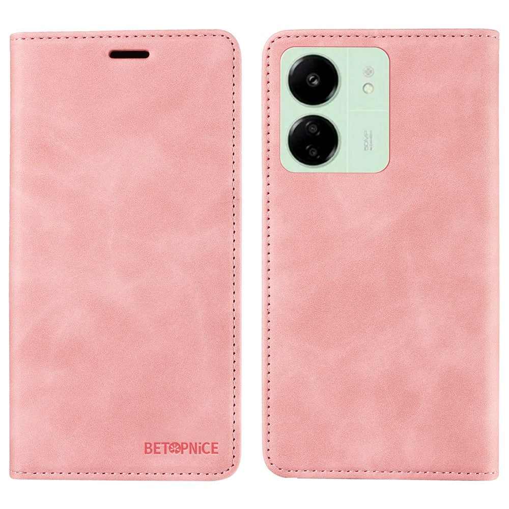 BETOPNICE 003 för Xiaomi Redmi 13C 4G / 5G / 13R 5G / Poco M6 5G / Poco C65 4G-skal, RFID-blockerande, vikbart stativfodral