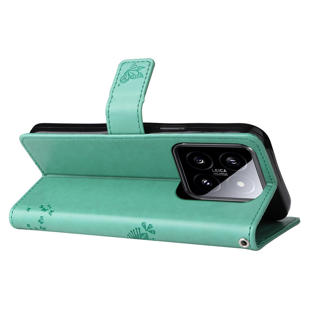For Xiaomi 14 Phone Case with Stand Cat Tree Pattern Leather Wallet Mobile Cover