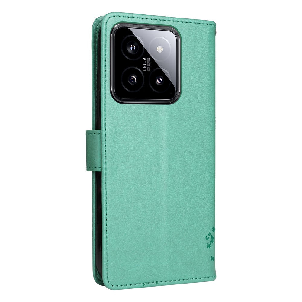 For Xiaomi 14 Phone Case with Stand Cat Tree Pattern Leather Wallet Mobile Cover