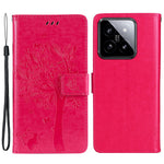 For Xiaomi 14 Phone Case with Stand Cat Tree Pattern Leather Wallet Mobile Cover