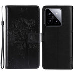 For Xiaomi 14 Phone Case with Stand Cat Tree Pattern Leather Wallet Mobile Cover