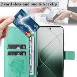 For Xiaomi 14 Pro Phone Case with Stand Cat Tree Pattern Leather Wallet Mobile Cover