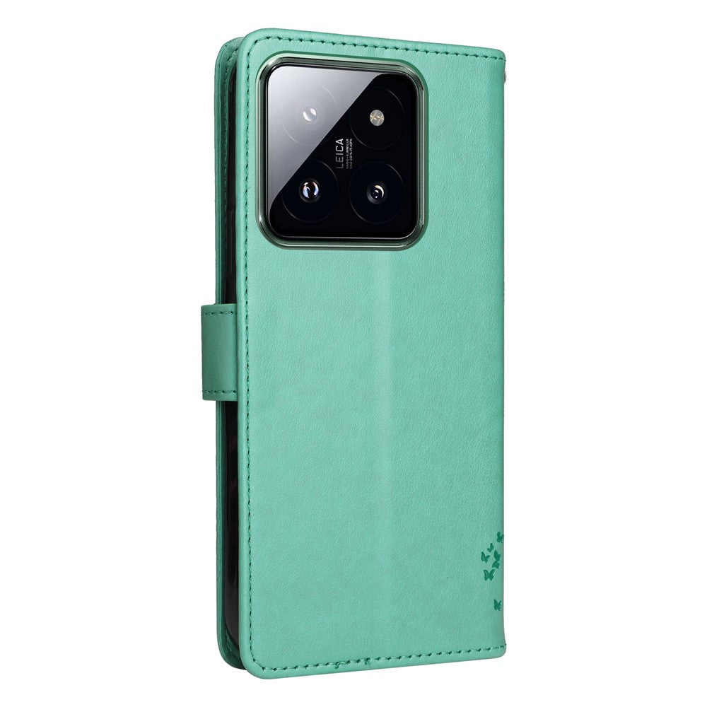 For Xiaomi 14 Pro Phone Case with Stand Cat Tree Pattern Leather Wallet Mobile Cover
