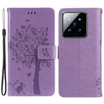For Xiaomi 14 Pro Phone Case with Stand Cat Tree Pattern Leather Wallet Mobile Cover