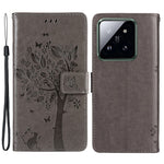 For Xiaomi 14 Pro Phone Case with Stand Cat Tree Pattern Leather Wallet Mobile Cover